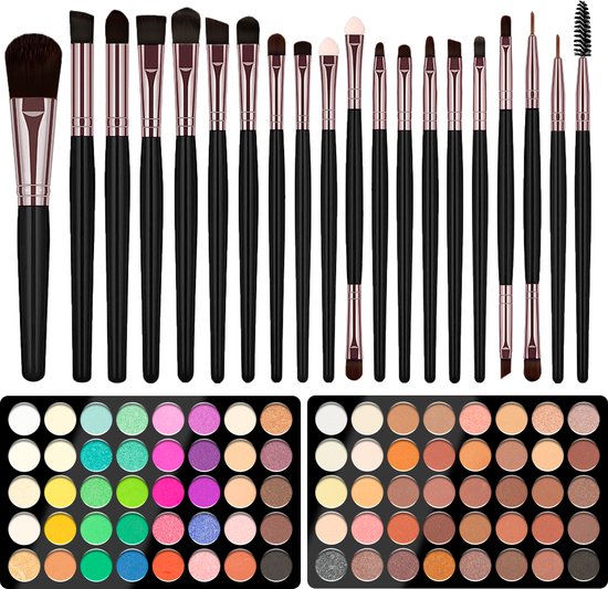 Evvie Ultimate Eyeshadow Kit - 20 delige make-up kwastenset met 80 kleuren oogschaduw palette