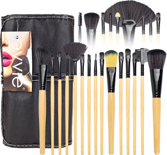Make Up Kwasten - Make Up Kwasten Set 24 delig in Luxe Etui - Hout