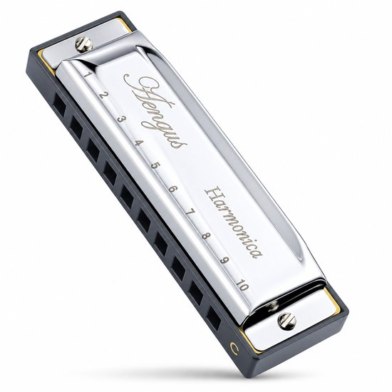 Áengus Mondharmonica C Majeur – Diatonische Blues Harp met 10 Gaten – Zilver