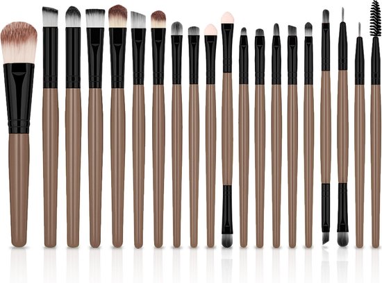 Evvie 20-delige make-up kwasten set - zwart bruin