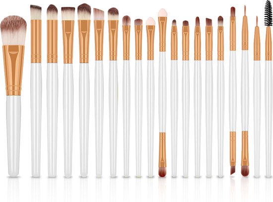 Evvie 20-delige make-up kwasten set - wit goud