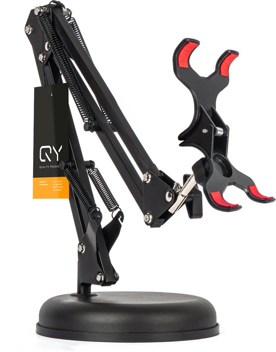 Telefoonhouder Bureau – Telefoon houder en Microfoon Arm in 1 - Universele Klem - Zwart