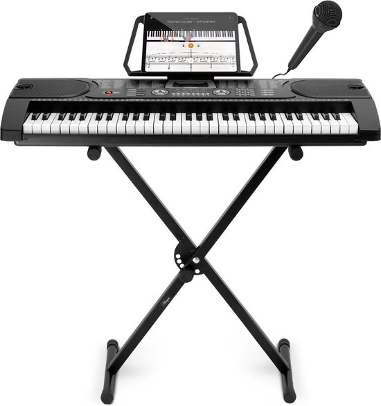 Áengus keyboard 61 toetsen, Piano met Standaard en Microfoon - A289