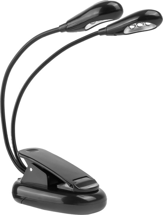 Duo Boekleeslamp met klem - 6 heldere LED lampjes - voor muziekstandaard, lessenaar, boek enz.