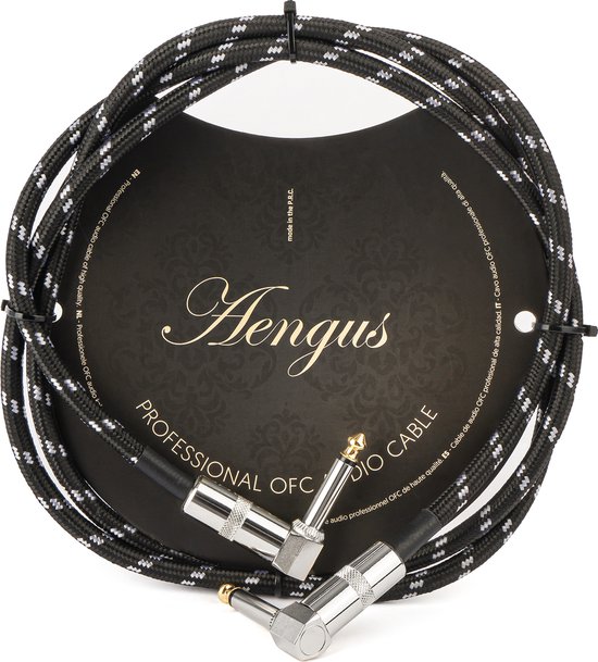 Áengus Black Tweed Gitaarkabel Instrumentkabel - 6.35mm mono jack plug haaks/haaks - 1,5 meter