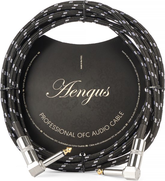 Áengus Black Tweed Gitaarkabel Instrumentkabel - 6.35mm mono jack plug haaks/haaks - 3 meter