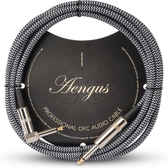 Áengus Silver Tweed Gitaarkabel Instrumentkabel - 6.35mm mono jack plug haaks/recht - 3 meter