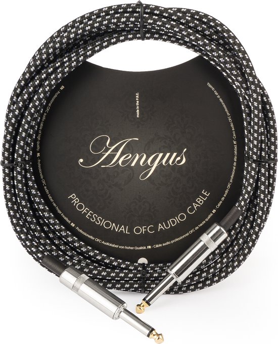 Áengus Black Tweed Gitaarkabel Instrument kabel - 6.35mm mono jack plug recht/recht - 3 meter