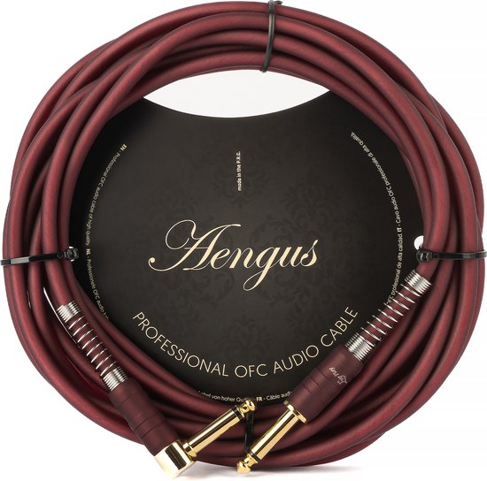 Áengus Gitaarkabel UltraFlex rood Instrumentkabel - 6.35mm mono jack plug haaks/recht - 5 meter
