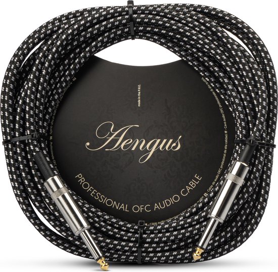 Áengus Black Tweed Gitaarkabel Instrument kabel - 6.35mm mono jack plug recht/recht - 6 meter
