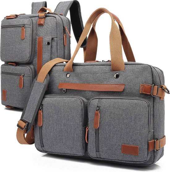 Laptoptas 2 in 1 Laptop Rugtas Schoudertas voor 17.3 inch laptop – grijs