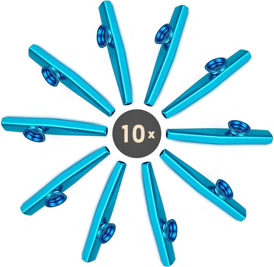 Uitdeelcadeaus set van 10 kazoos - blauw