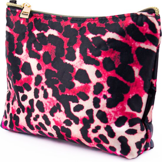 Etui voor Stiften, Pennen, Potloden - Pennenzak - Etui Meisjes - School of Thuis – Leopard Pink