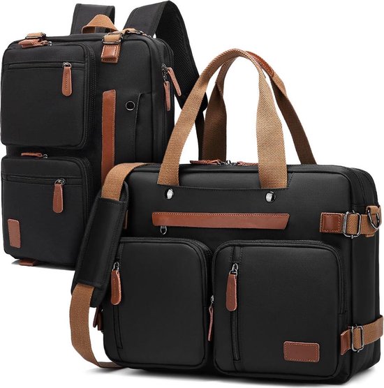 Laptoptas 2 in 1 Laptop Rugtas Schoudertas voor 15.6 inch laptop – zwart
