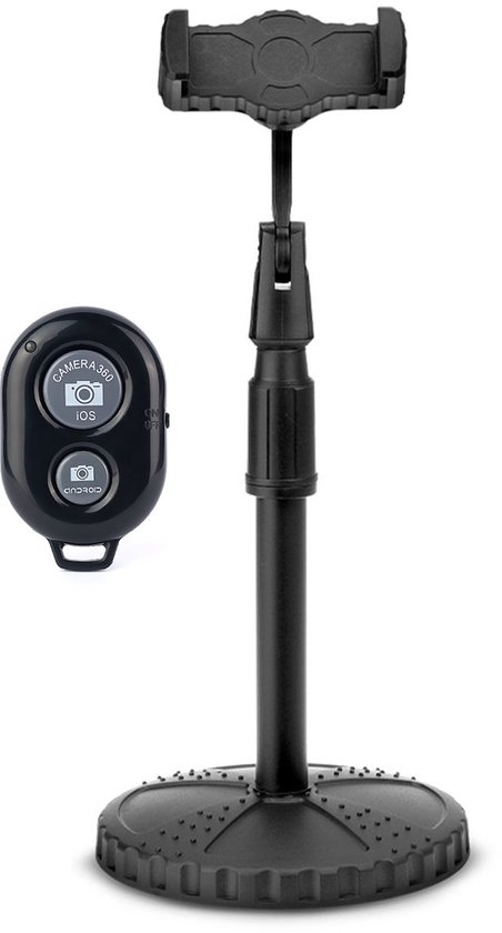 QY Desktop Telefoon Statief bureau standaard met telefoonhouder en Bluetooth afstandbediening