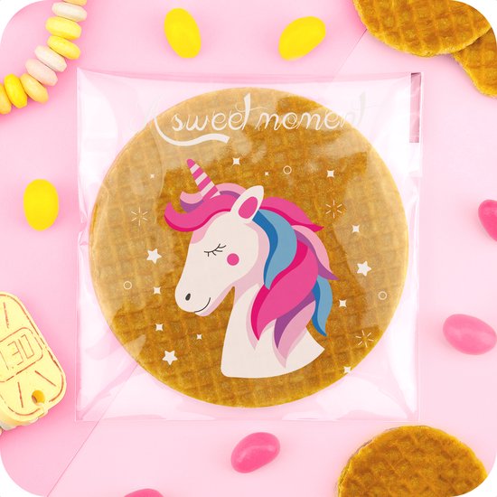 Unicorn uitdeelzakjes cellofaanzakjes snoepzakjes snoep - set van 100 stuks