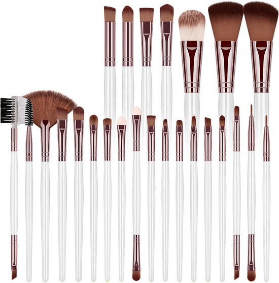 Make Up Kwasten Set - 25 Delig - Rosé/Zilver