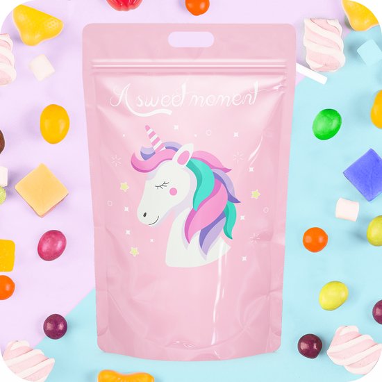 Unicorn Uitdeelzakjes – Verjaardag – Eenhoorn – Uitdeelcadeaus – Gripzakjes – Traktatie Zakjes – Ziplock Zakjes – 30 stuks – Roze