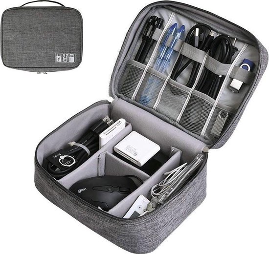 Kabel Organiser Tas, Multifunctionele Opbergtas voor Elektronica en Accessoires - Grijs