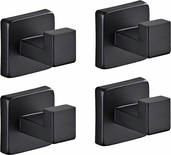 Handdoekhaak set 4 stuks - RVS - industrieel - zwart