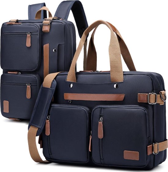 Laptoptas 2 in 1 Laptop Rugtas Schoudertas voor 17.3 inch laptop – koningsblauw