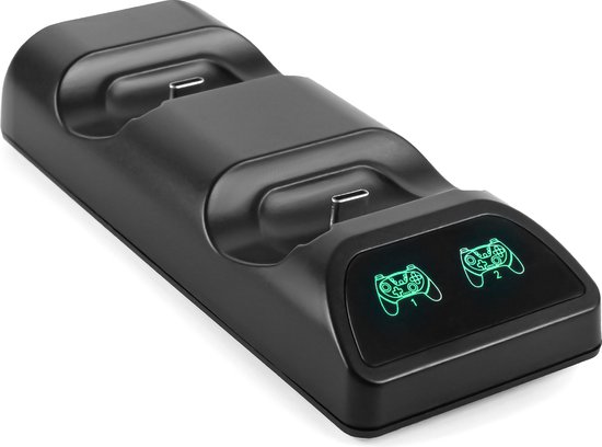 Oplaadstation Docking Station geschikt voor 2x Nintendo Switch Pro Controller - met USB-C kabel