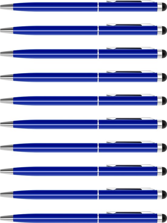 Balpen met touch screen soft top - set 10 stuks - blauw