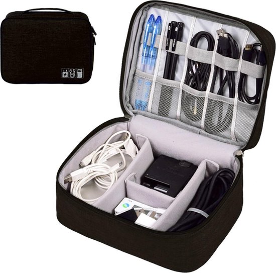 Kabel Organiser Tas, Multifunctionele Opbergtas voor Elektronica en Accessoires - Zwart