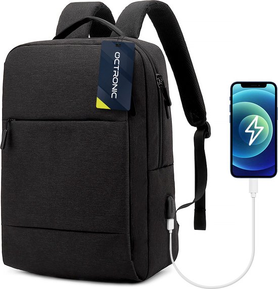 Rugzak voor Laptop - Laptoptas 17,3 Inch - met USB aansluiting - inhoud 27L - zwart