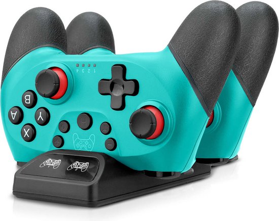 Octronic Pro Controller Set - 2 x bluetooth game controller met oplaadstation - geschikt voor Nintendo Switch - groen