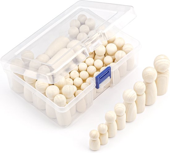 Peg dolls set van 50 houten poppetjes - voor poppenhuis, kerststal of familieopstellingen