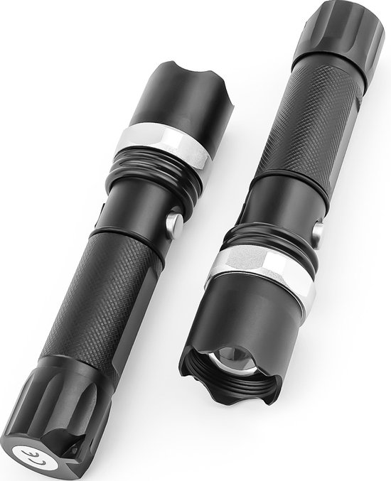 Zaklamp set - Militaire Zaklamp LED - Zoom en Stroboscoop functies - Waterdicht - 2 stuks