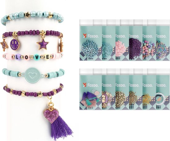 Kralen set XXL - Ketting of armband maken met polymeer kralen, katsuki kralen en letterkralen – Sunset Boulevard - 1900 delig