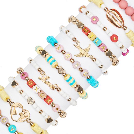 Kralen set - Ketting of armband maken met polymeer kralen, katsuki kralen en letterkralen – Sunny Beach - 2000 delig