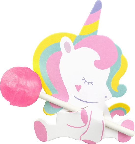 Traktatie uitdeelcadeautjes voor kinderen – Lolly kaart Unicorn – Karton – 10 stuks