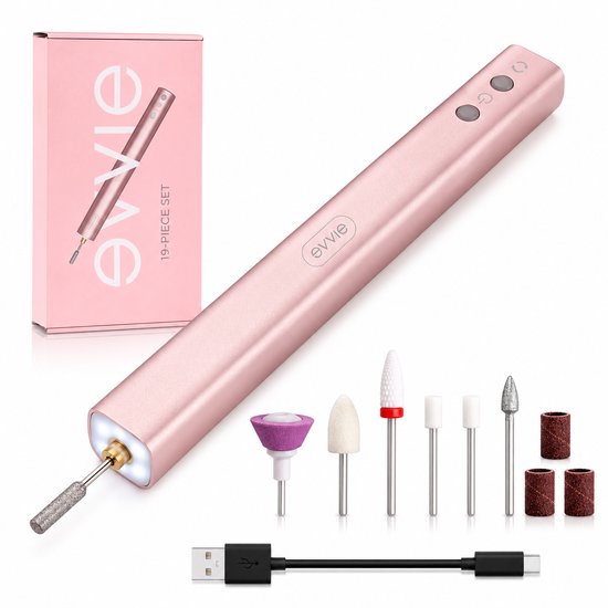 Draadloze Elektrische Nagelvijl Nagelfrees - Manicure Pedicureset Electrisch - Oplaadbaar - met LED verlichting - USB C kabel meegeleverd