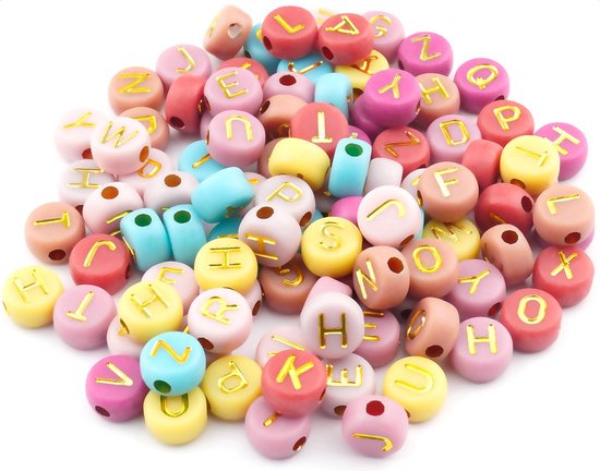 Letterkralen voor Sieraden maken - Alfabet kralen voor ketting/armband/etc. - Acryl - mixed color - 7 mm - 100 stuks