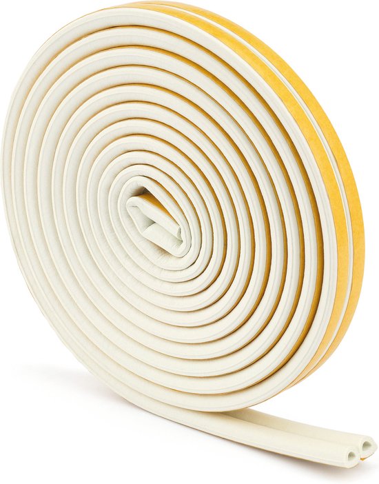 Tochtband zelfklevend – D-profiel tochtstopper - 18 x 6,5 mm – 6 meter (2x 3 meter) – wit