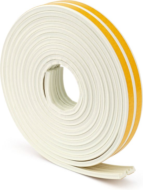 Tochtband zelfklevend – E profiel tochtstopper - 20 x 4 mm – 6 meter (2x 3 meter) – wit