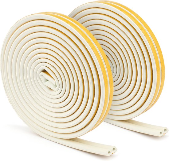 Tochtband zelfklevend – D-profiel tochtstopper - 18 x 6,5 mm – 12 meter (2x 6 meter) – wit