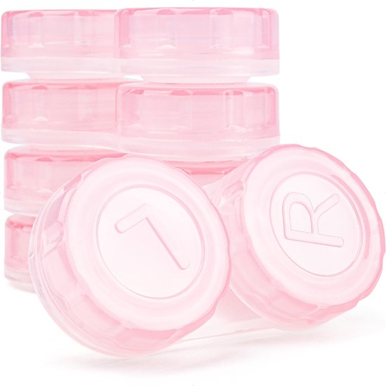 Lenzen set met 5 lenzendoosjes - geschikt voor zachte lenzen - transparant roze