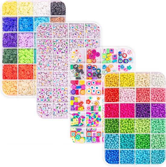 Kralen Set XXL - Sieraden maken - Letterkralen - Polymeer Kralen - Katsuki Kralen - Glaskralen - Kralenset met meer dan 9800 kralen