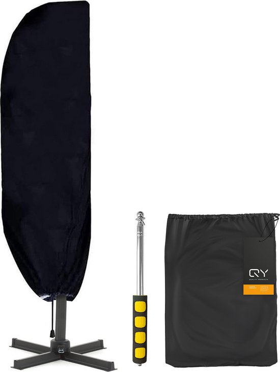 Parasolhoes voor zweefparasol Parasol beschermhoes met rits en stok - Weersbestendig - 205 cm - zwart