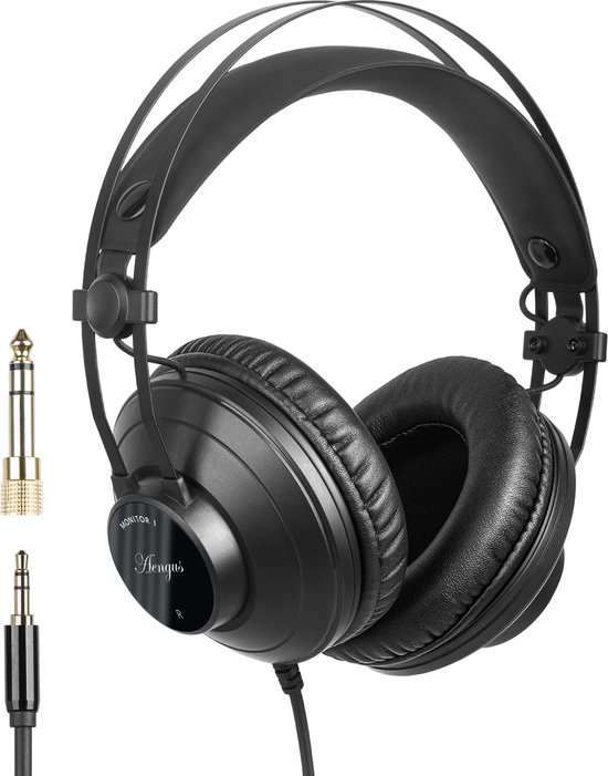 Áengus Koptelefoon met draad voor DJ en Studio - hoofdtelefoon met kabel - Over Ear - Zwart