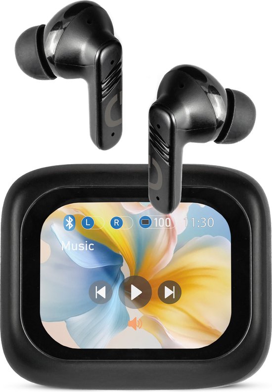 Draadloze Oordopjes Bluetooth oortjes draadloos - draadloze koptelefoons - Powerbank Case met Touchscreen - Active Noise Cancelling (ANC) - Zwart