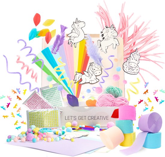 Knutselen meisjes knutselkoffer unicorn - knutselset eenhoorn XXL