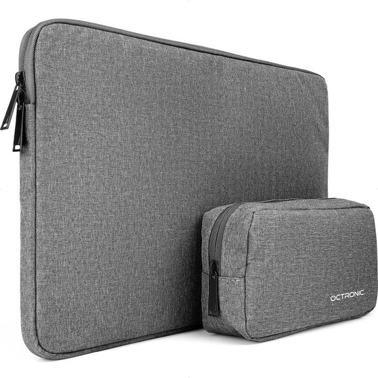 Laptophoes 14 inch - Laptop Sleeve, Tablet Hoes - met kabel organizer etui - Donkergrijs