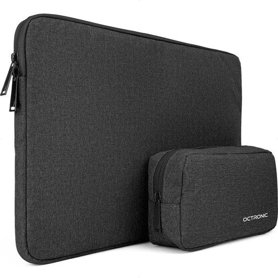 Laptophoes 17 inch - Laptop Sleeve, Tablet Hoes - met kabel organizer etui - Zwart