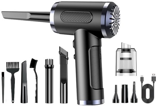 Auto Stofzuiger Kruimeldief & Air Duster - 3 in 1 Handstofzuiger - Kruimelzuiger, Luchtbed Pomp & Stofblazer - Oplaadbaar
