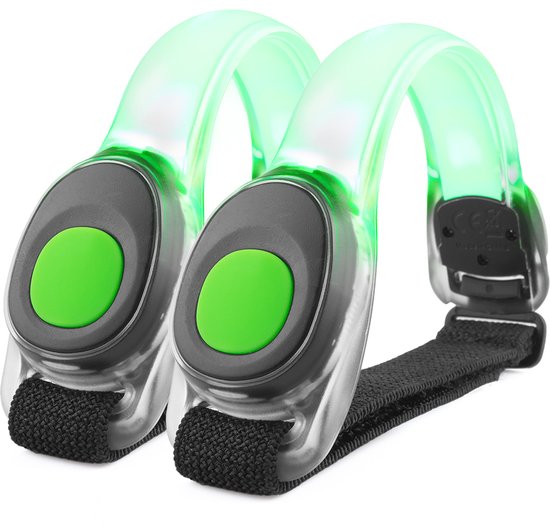 Hardloop Verlichting Reflecterende Armbanden Voor Hardlopen – Wandel Verlichting Wandel Lampjes – 2 lichtstanden in de kleur groen – 2 stuks